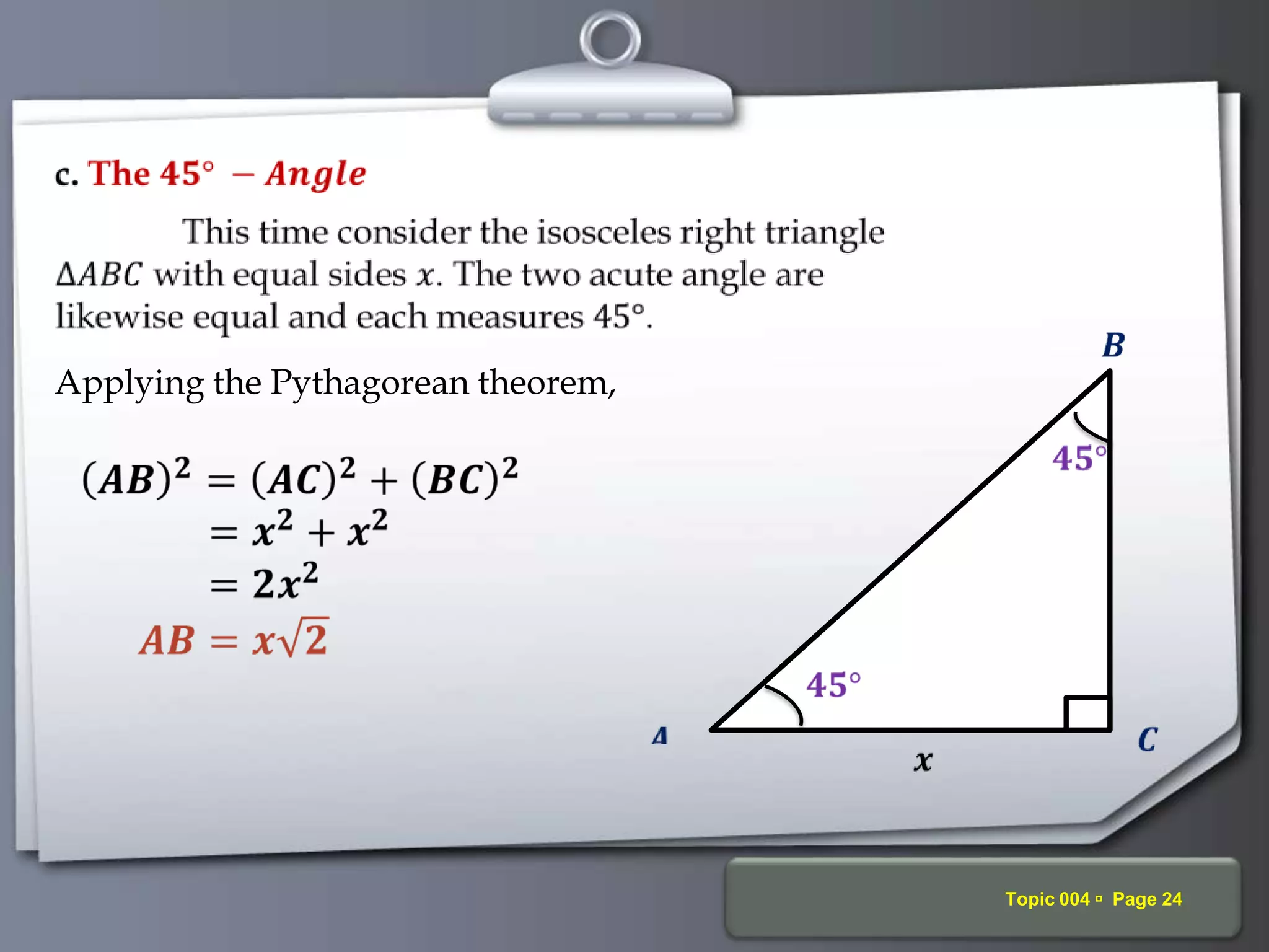 Your Logo Topic 004  Page 24
Applying the Pythagorean theorem,
 