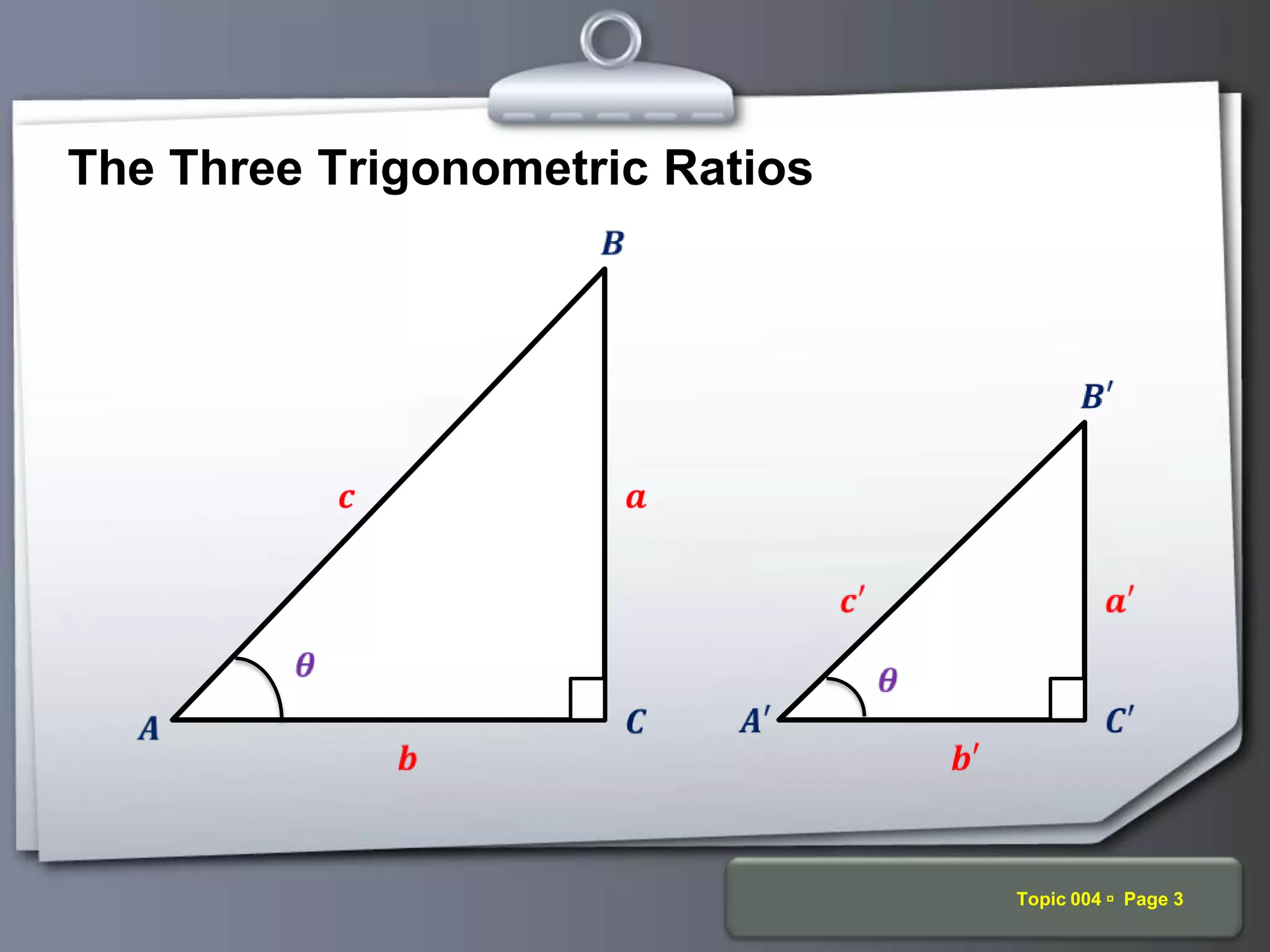 Your Logo Topic 004  Page 3
The Three Trigonometric Ratios
 