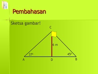 Pembahasan Sketsa gambar! 6 m A B C D 37 0 45 0 