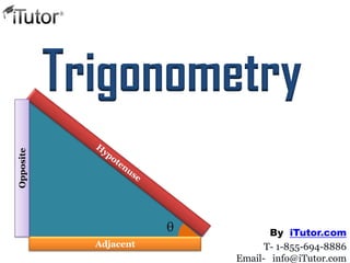 Trigonometry
Adjacent
Opposite
T- 1-855-694-8886
Email- info@iTutor.com
By iTutor.com
 