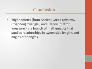 Trigonometry Introduction Slide Trigonometry Basic for Class 9 Introduction and Summary | PPTX