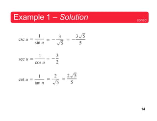 Example 1 – Solution cont’d
14
 