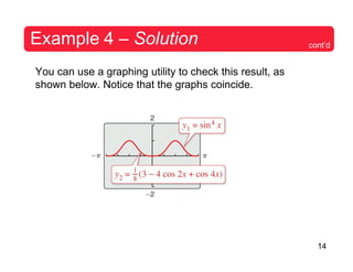 14
Example 4 – Solution
You can use a graphing utility to check this result, as
shown below. Notice that the graphs coincide.
cont’d
 