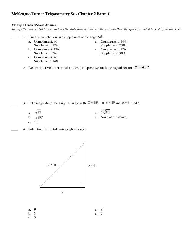 trigonometry 8th edition mc keague test bank mc 306 form