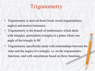 Trigonometry Presentation For Class 10 Students