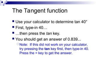 Using Tan Notes Comprehensive Introduction to Right Triangle Trigonometry and Functions ...