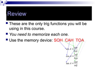 Trig Memory Comprehensive Introduction to Right Triangle Trigonometry and Functions ...