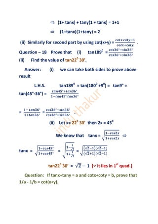 Trigonometry for class xi | DOCX