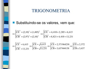 TRIGONOMETRIA Substituindo-se os valores, vem que: 