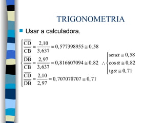 TRIGONOMETRIA Usar a calculadora . 