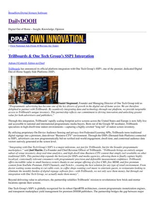 Trillboards & One Tech Group SSP1 Integration Revolutionizes ...
