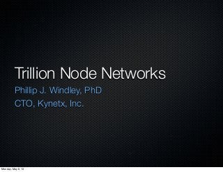 Trillion Node Networks
Phillip J. Windley, PhD
CTO, Kynetx, Inc.
Monday, May 6, 13
 