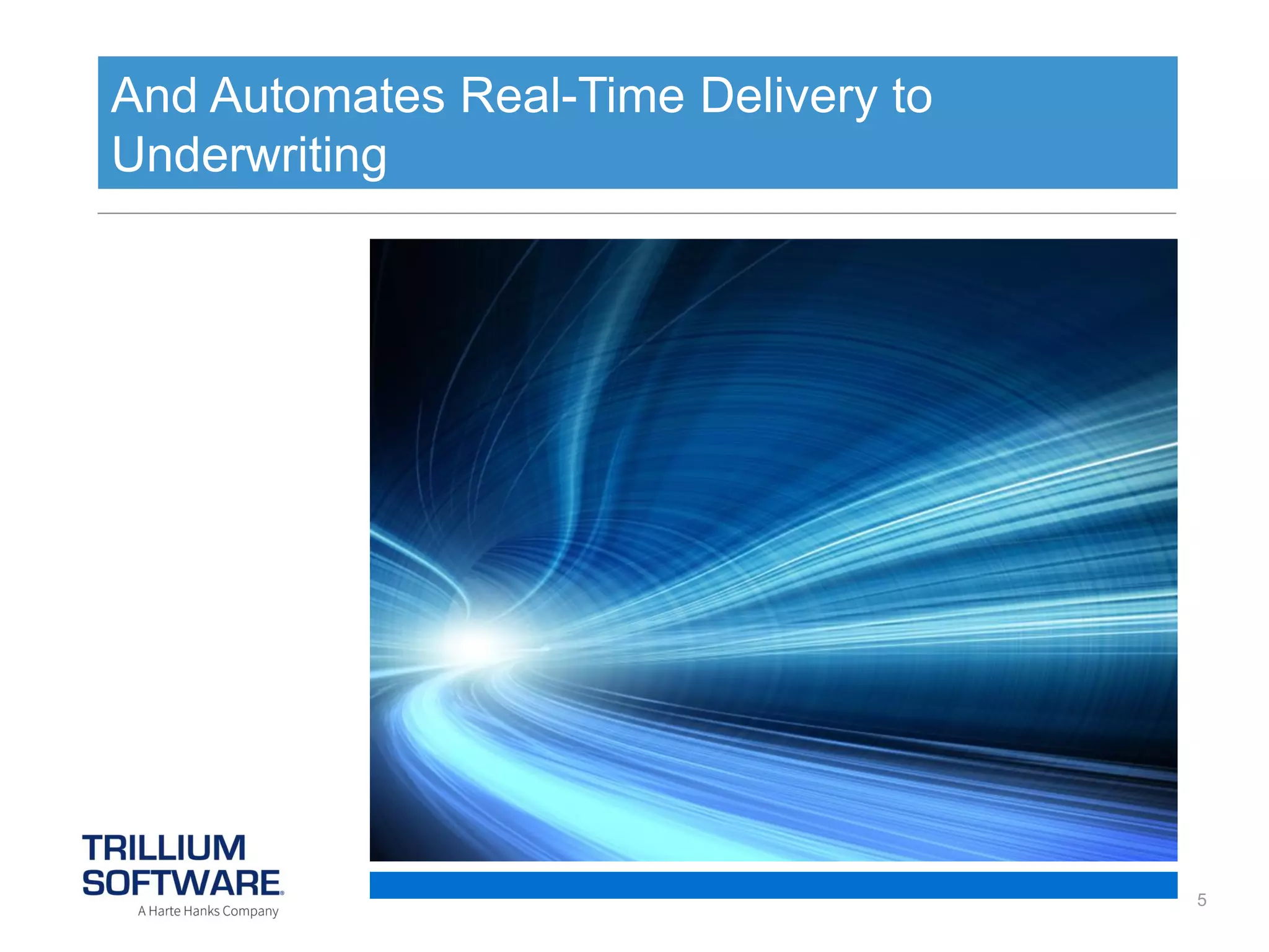And Automates Real-Time Delivery to
Underwriting

5

 