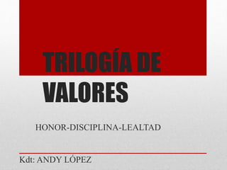 TRILOGÍA DE
VALORES
Kdt: ANDY LÓPEZ
HONOR-DISCIPLINA-LEALTAD
 