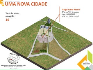 UMA NOVA CIDADE EVOLUÇÃO DA REGIÃO 
Auge Home Resort 
4 Torres/432 Unidades 
Lanç: 14/09/2009 
106, 147, 200 e 270 m2 
Total de torres 
na região: 
16 
 