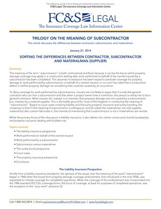 Trilogy on the Meaning of Subcontractor