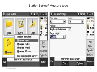 Station Set-up/ Measure topo

10 February 2014

14

 