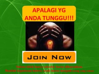 Sukses tidak hanya sekadar harus dihasratkan. Buatlah keputusan bahwa Anda harus menjadi  orang yang sukses APALAGI YG ANDA TUNGGU !!! 