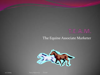 T.E.A.M. The Equine Associate Marketer 11/2/2009 Stacy Butewicz       TEAM 