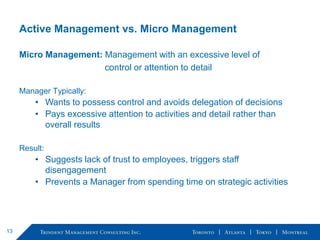 Micro Management Approach Trindent consulting active management training | PPTX