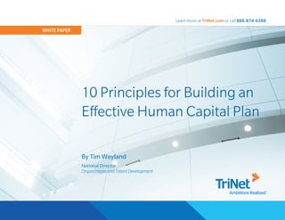 WHITE PAPER




              10 Principles for Building an
              Effective Human Capital Plan

              By Tim Weyland
              National Director
              Organization and Talent Development




                                                    1
 
