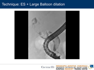 ENDOSCOPIA DIGESTIVA CHIRURGICA
UNIVERSITA’ CATTOLICA DEL SACRO CUORE
EUROPEAN ENDOSCOPY TRAINING CENTRE
Technique: ES + Large Balloon dilation
 