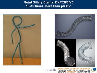 ENDOSCOPIA DIGESTIVA CHIRURGICA
UNIVERSITA’ CATTOLICA DEL SACRO CUORE
EUROPEAN ENDOSCOPY TRAINING CENTRE
Metal Biliary Stents: EXPENSIVE
10-15 times more than plastic
 