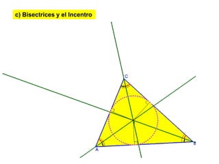 c) Bisectrices y el Incentro