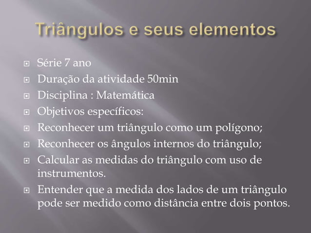 Triângulos e seus elementos | PPTX