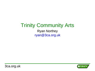 Trinity Community Arts
                    Ryan Northey
                  ryan@3ca.org.uk




3ca.org.uk
 