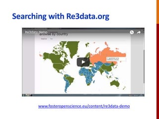 Deposit in a data repository
http://databib.org
http://service.re3data.org/search
The EC guidelines point to Re3data as one of the registries that
can be searched to find a home for data
 