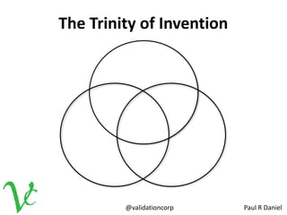 The	Trinity	of	Invention
Paul	R	Daniel	@validationcorp
 