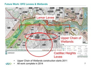 Future Work: DFE Levees & Wetlands Upper Chain of Wetlands construction starts 2011 All work complete in 2014 Lamar Levee Cadillac Heights Levee Upper Chain of Wetlands 