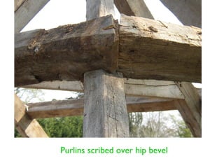Purlins scribed over hip bevel
 