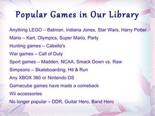 It helps with collection development.