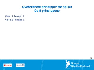 6 
6 
Overordnete prinsipper for spillet 
De 9 prinsippene 
Video 1 Prinsipp 2 
Video 2 Prinsipp 5 
31 
 