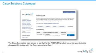 33
Cisco Solutions Catalogue
“The Cisco Compatible logo is used to signify that the PARTNER product has undergone technical
interoperability testing with the Cisco product specified.”
 
