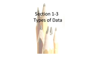 Copyright © 2010, 2007, 2004 Pearson Education, Inc. All Rights Reserved. Section 1-3  Types of Data 