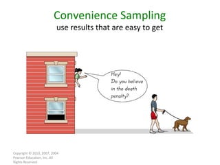 Copyright © 2010, 2007, 2004 Pearson Education, Inc. All Rights Reserved. Convenience Sampling use results that are easy to get 