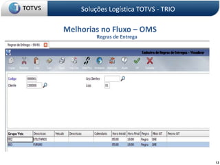 Soluções Logística TOTVS - TRIOMelhorias no Fluxo – OMSRegras de Entrega13