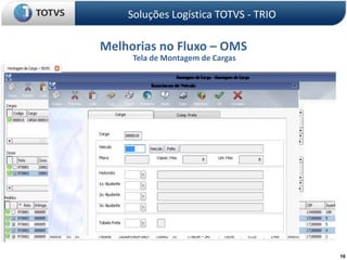 Soluções Logística TOTVS - TRIOMelhorias no Fluxo – OMSTela de Montagem de Cargas16
