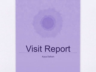 Visit Report
Kaya Dalton
 