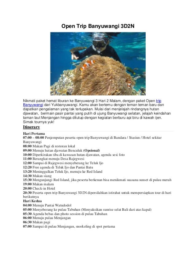 Trip banyuwangi 3d2n | PDF