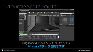 #UE4 | @UNREALENGINE
1.1 Simple Sprite Emitter
Niagaraシステムをダブルクリックして
Niagaraエディタを開きます
 