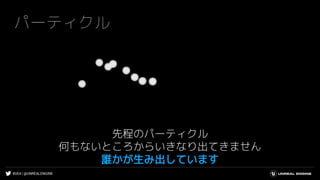 #UE4 | @UNREALENGINE
パーティクル
先程のパーティクル
何もないところからいきなり出てきません
誰かが生み出しています
 