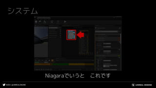 #UE4 | @UNREALENGINE
システム
Niagaraでいうと これです
 