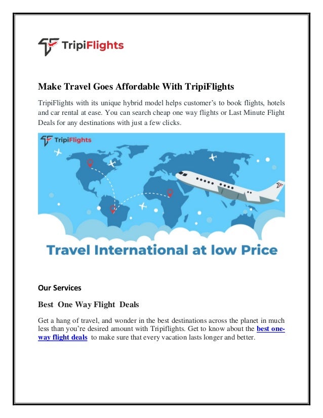 One way flight and hotel package Clearance