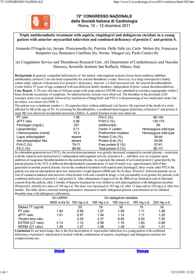 Triple antithrombotic treatment with aspirin, clopidogrel and dabigatran etexilate in a young