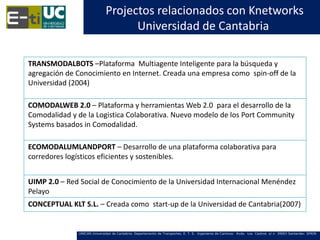 Projectos relacionados con Knetworks
                                   Universidad de Cantabria

TRANSMODALBOTS –Platafor...