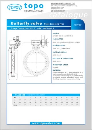 Triple offset butterfly valve flange 600 lb catalogue topo valve